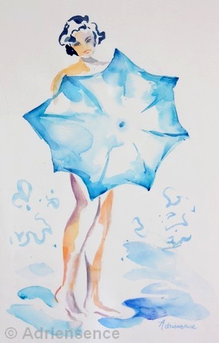 Modle au parapluie - 2004 - aquarelle