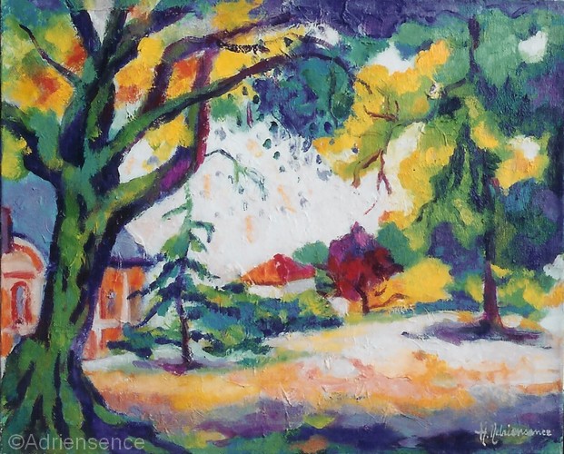 Villiers sur Orge "Le Parc" - Huile - 61x50 cm - Henriette Adriensence