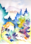 Paysage (Maison de Valeria) - 2011 - aquarelle -  cm