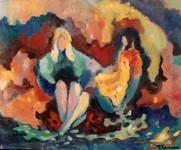 Les jeunes filles, 1984. Huile 55x45 cm