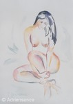Mod�le assis- 2004 - aquarelle - 50x33 cm